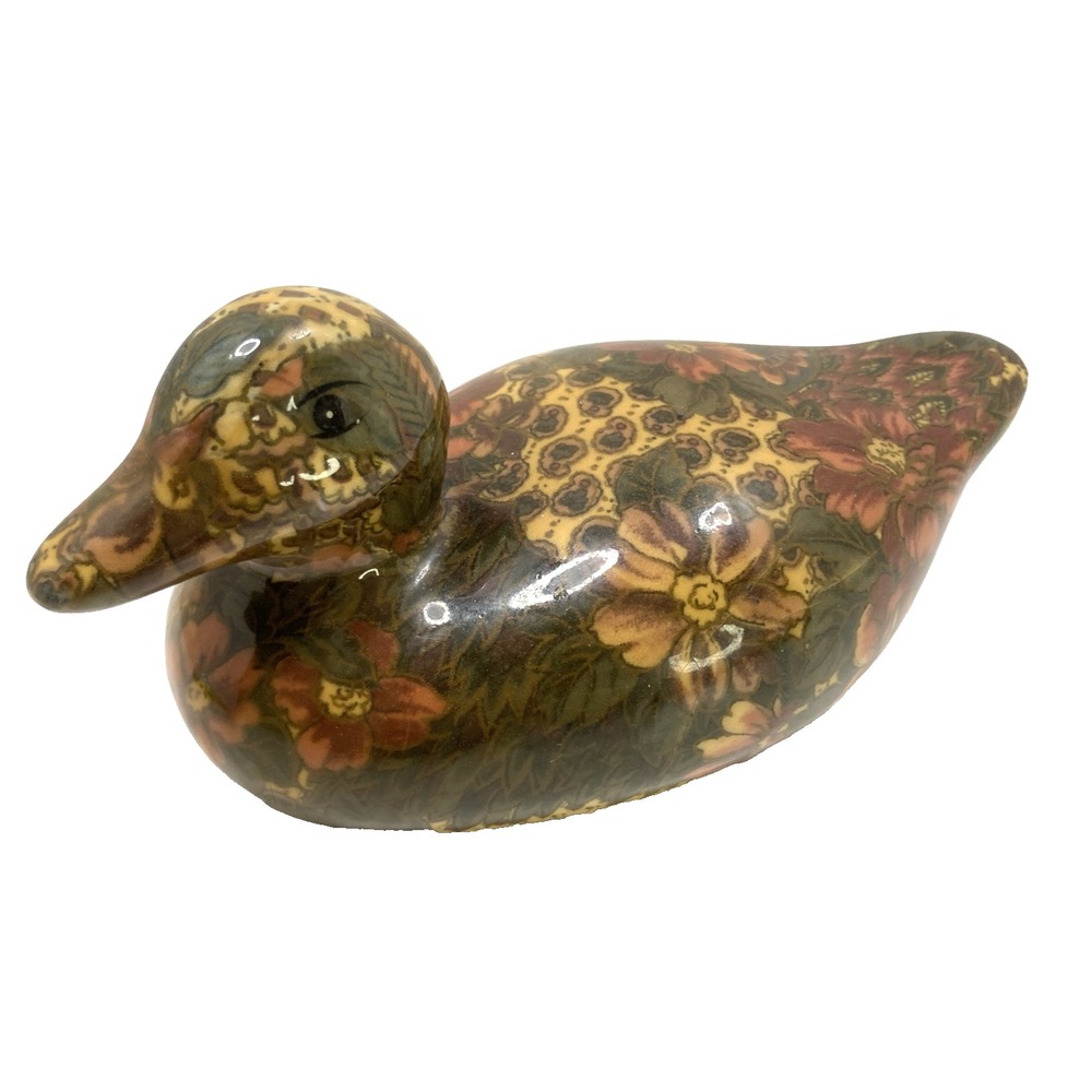 VTG Calico Duck Ceramic Patricia Reach 1994 Floral Pattern Enesco